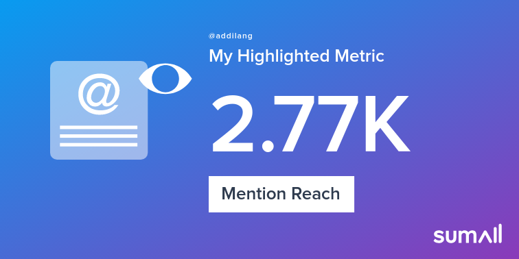 addilang's tweet photo. My week on Twitter 🎉: 2 Mentions, 2.77K Mention Reach. See yours with https://t.co/Ehq3SP0Taz https://t.co/feruvpO8U6