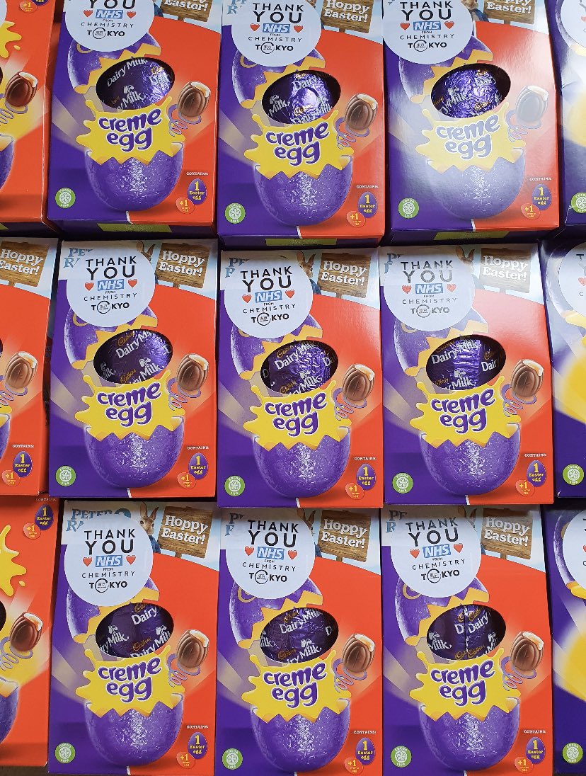 ClubChem's tweet image. Our little thank you to the NHS.
We have donated over 100 easter eggs to the NHS this Easter weekend. 
We are so grateful for all the incredible work you have been doing and cant wait to celebrate this all being over.
See you on the other side.
Lots of love.
Club Chem xxx
