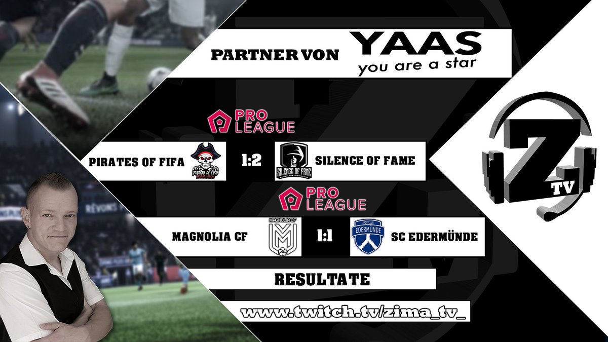 +++ Sieg und Punkteteilung +++

2 spannende Spiele in der <a href="/proleaguede/">ProLeague DE</a>!

21:00 Uhr #Piratesoffifa 1:2 @SilenceofFame
21:30 Uhr #MagnoliaCF 1:1 #SCEdermünde

Wiederholung: twitch.tv/videos/5875101…

#fifa #fifa20 #Community #ProClubs #StayHome
#football #PlayStation #thanks