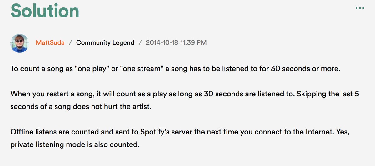 [ #GOT7_NOTBYTHEMOON Spotify PREMIUM Project]Thread.We are going to use the fact that PREMIUM users can "skip"  a song AFTER 35 seconds, and it will still count as streaming one complete song.  #GOT7  #갓세븐  @GOT7Official  #GOT7_DYESource:  https://community.spotify.com/t5/Accounts/When-and-how-does-Spotify-count-songs-as-quot-listened-to-quot/td-p/952243