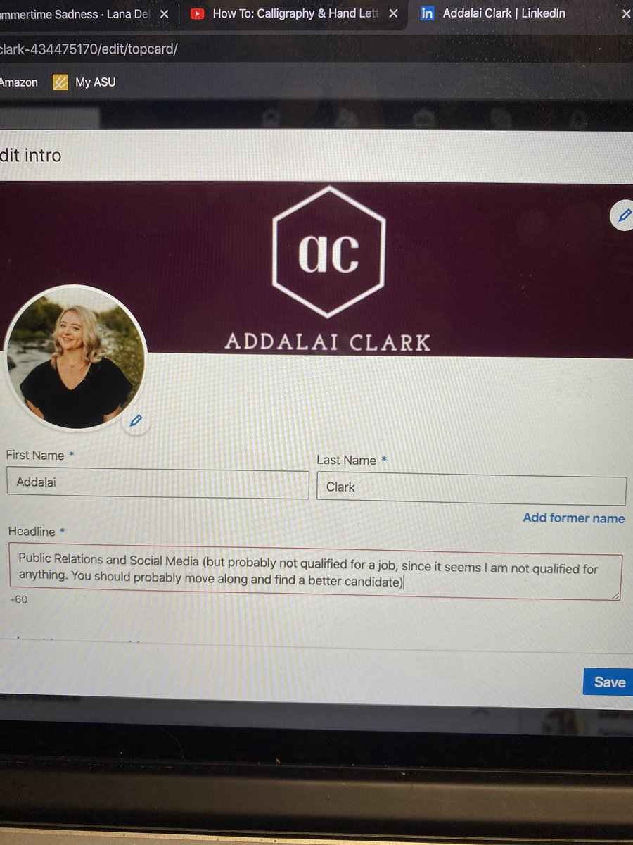 MissAdds's tweet image. what i think my linkedin headline should actually say