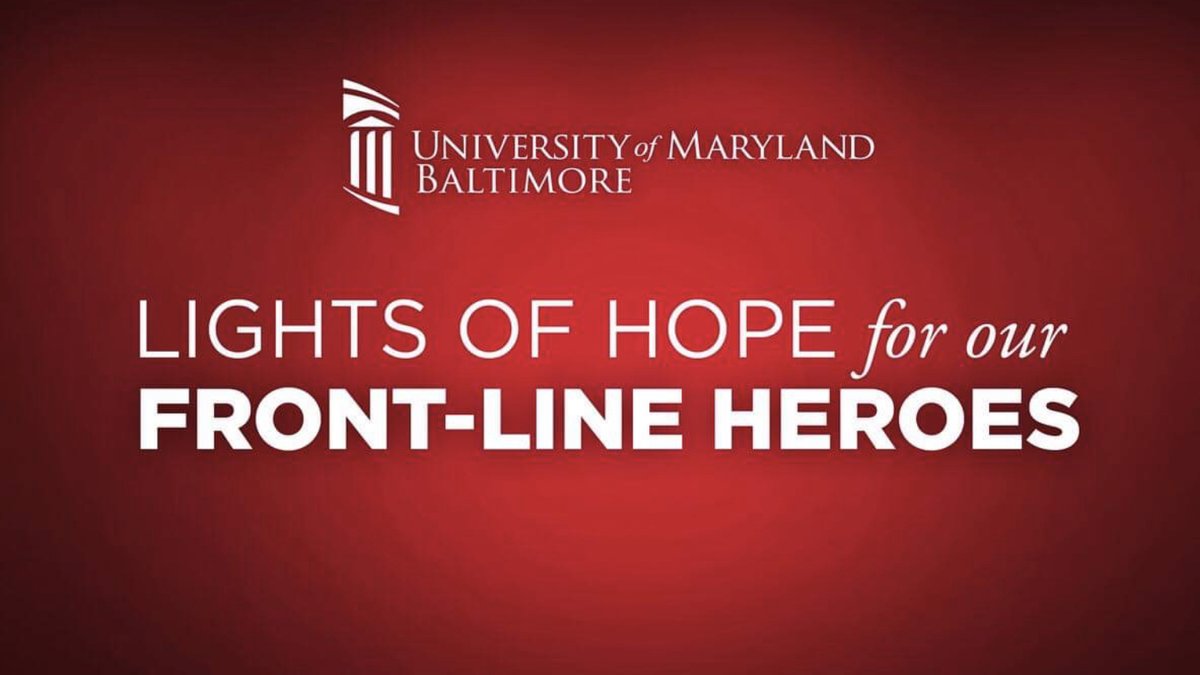 UMBaltimore's tweet photo. TOMORROW, at 8 p.m. @UMBaltimore &amp; @UMMC will honor everyday heroes on the front-lines with red lights of hope.  #CovidKindness https://t.co/VIrsZtVM4Q