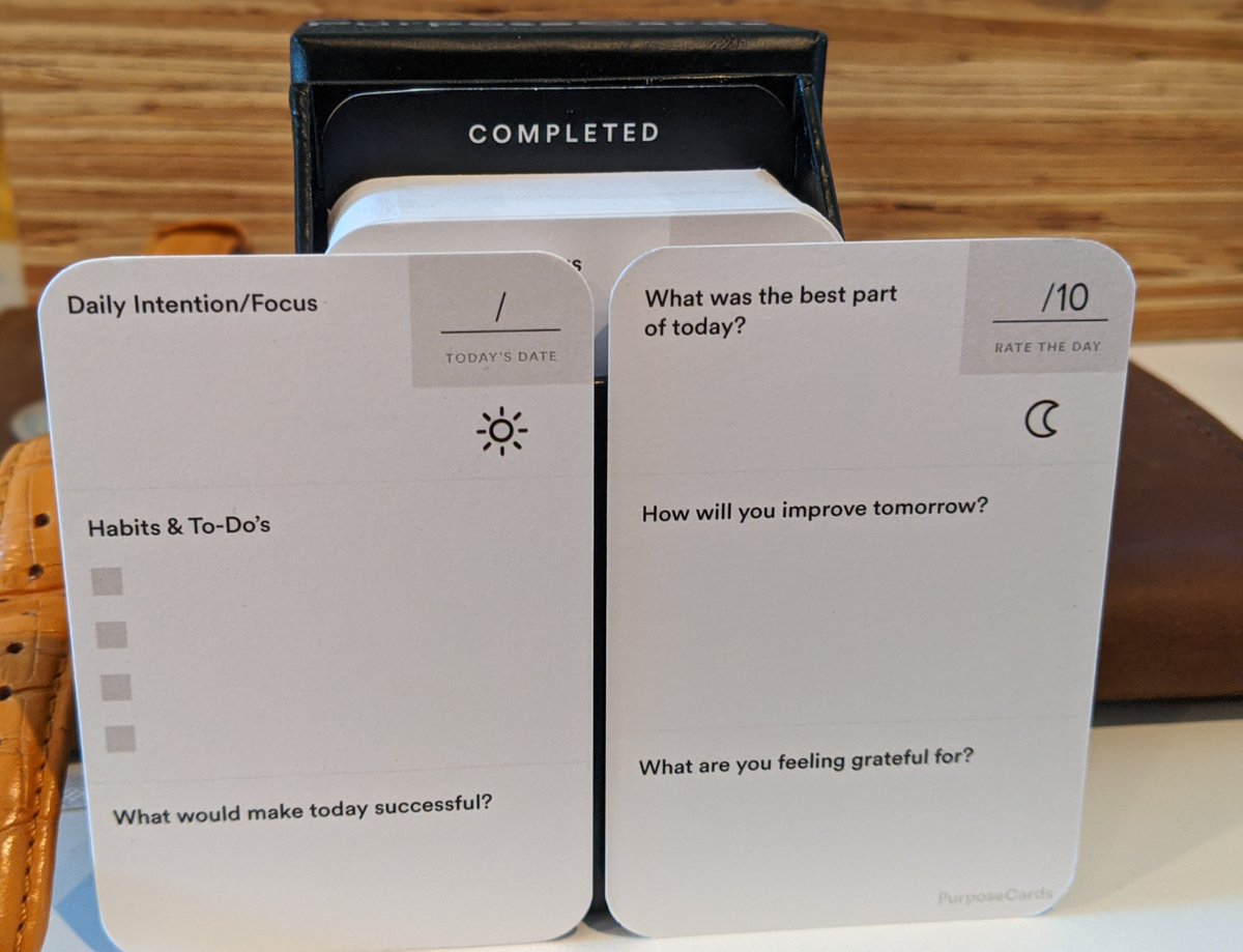 PurposeCards's tweet photo. @chrisguillebeau @escapeadulthood Here's ours - PurposeCards (daily micro-journaling cards). We think people will find these especially useful in a time like this for focus + mental wellness. Kickstarter now live👉 https://t.co/D52lKMKHC8 (and Chris we can send you a free box, just tell us where to ship). https://t.co/kKGGEw7rGF