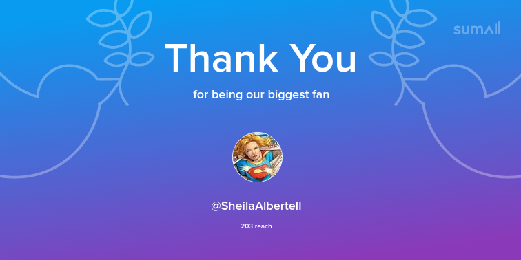 Our biggest fans this week: SheilaAlbertell. Thank you! via sumall.com/thankyou?utm_s…
