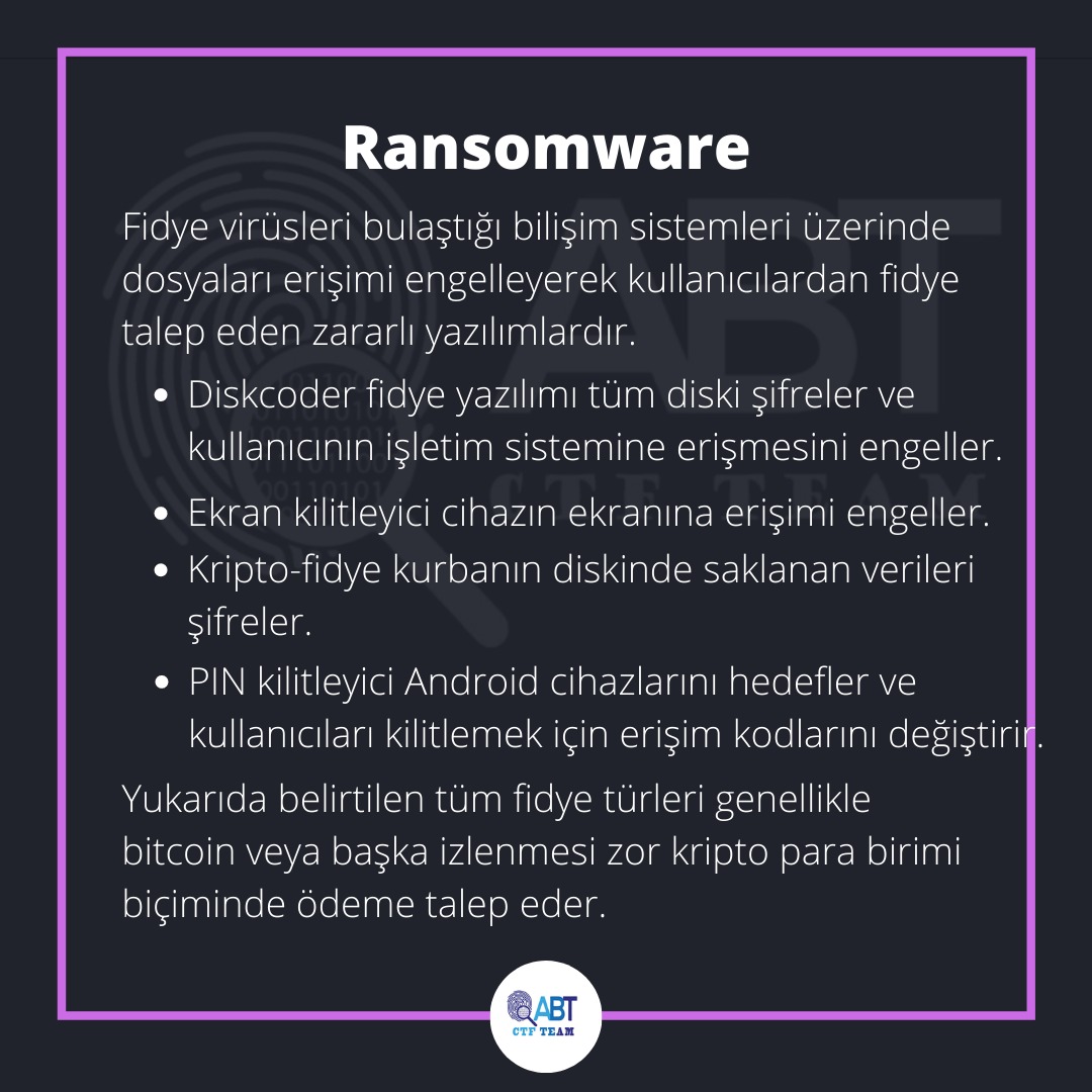 abt_ctf_team's tweet photo. Fidye Yazılımı nedir? https://t.co/kPl6ymIiSe