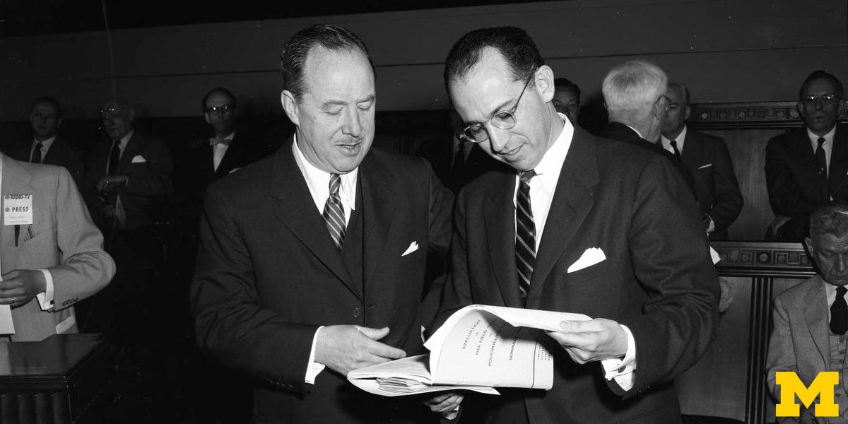 Massive field trials conducted by @UMichSPH’s Dr. Thomas Francis Jr. led to the April 12, 1955, announcement that a polio vaccine was “safe, effective, and potent.” Learn more at sph.umich.edu/polio #ThrowbackThursday