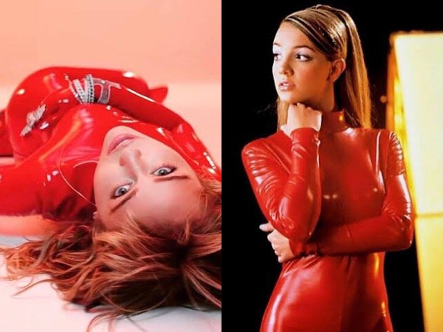 Miley's social media pages serve as another example of her devotion to Britney. She recently paid homage to the iconic "Oops!...I Did it Again" catsuit in her "Mother's Daughter" video.