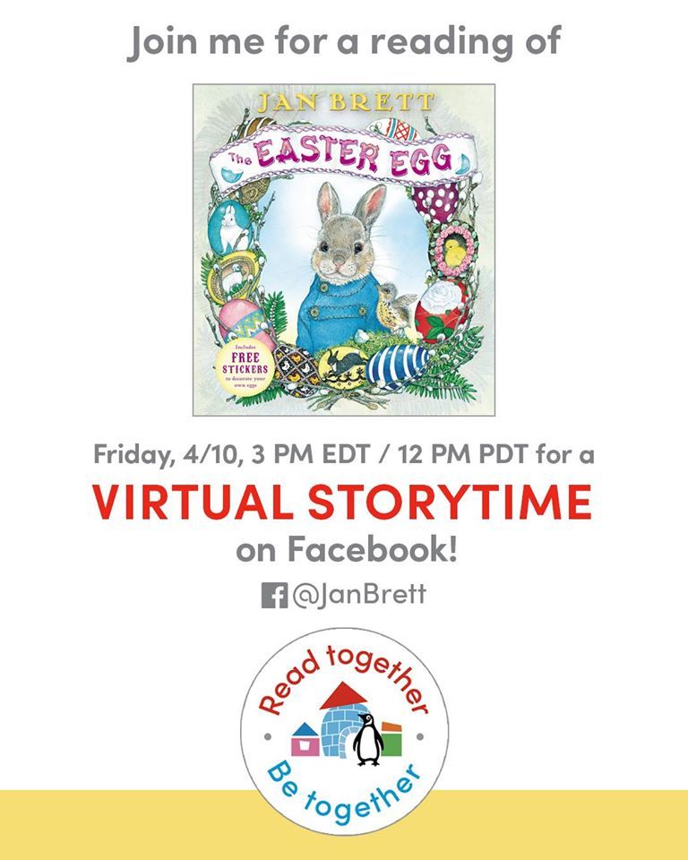 FunMuseum's tweet photo. Join author Jan Brett on Facebook FRIDAY, April 10 at 2:00 central time for a reading of "The Easter Egg"! #FunMuseum ://buff.ly/39UVLxN https://t.co/hFacsIbzhD