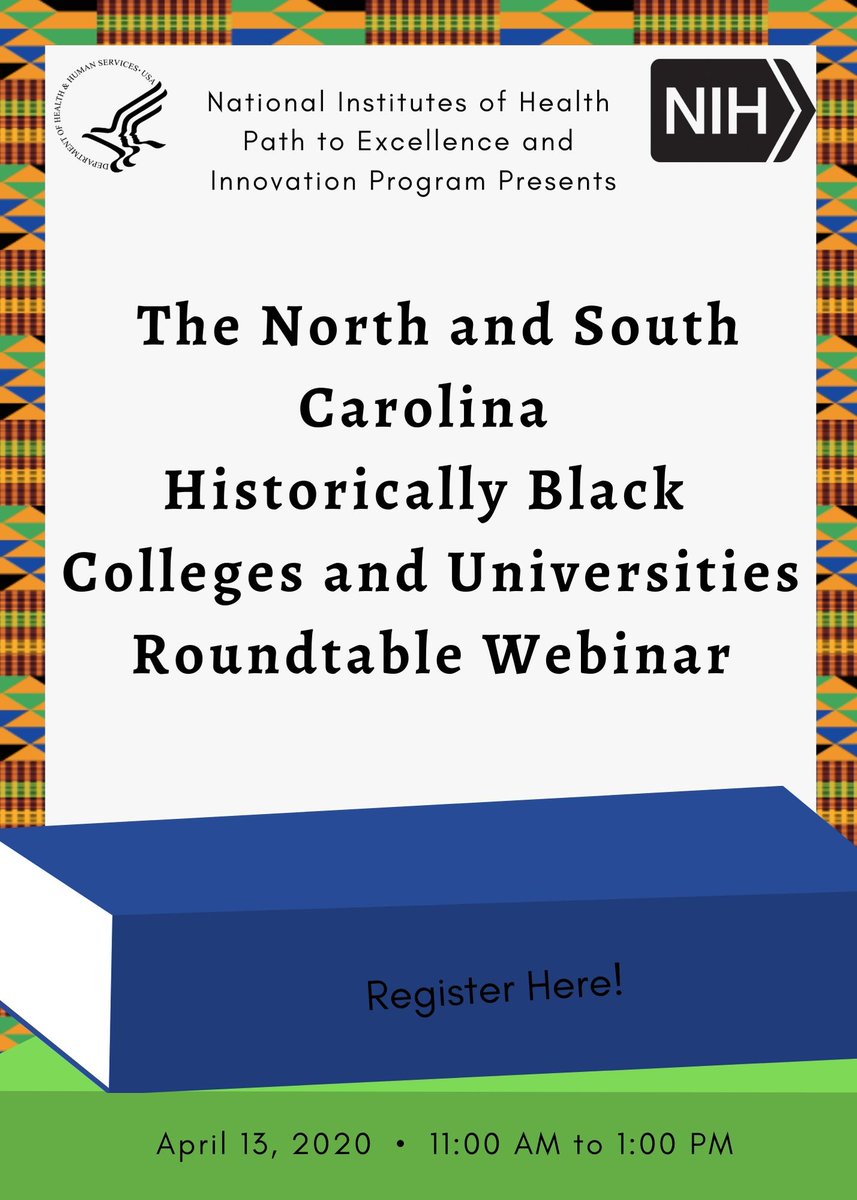NIHSmallBiz's tweet photo. Is your HBCU located in North or South Carolina?

Is your HBCU interested in federal contracts and grants? 

If you answered yes, join us to learn the value of partnerships when competing for NIH contracts and grants!

Please register via the link below:
https://t.co/JFPAv8OBpo https://t.co/NleEQEIsi6