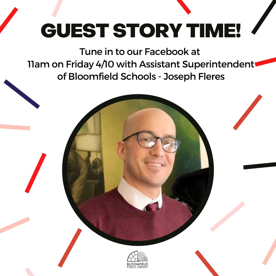 BPLnj's tweet photo. Next in our guest story time! Join us in welcoming Assistant Superintendent of Bloomfield Schools - Joseph Fleres ๐ tune in at 11am tomorrow on our Facebook page.
.
#bloomfieldnj #bloomfieldlibrary #bplnj #virtualstorytime #bloomfieldschoolsystem #bloomfieldschool https://t.co/a6u26gsyZb