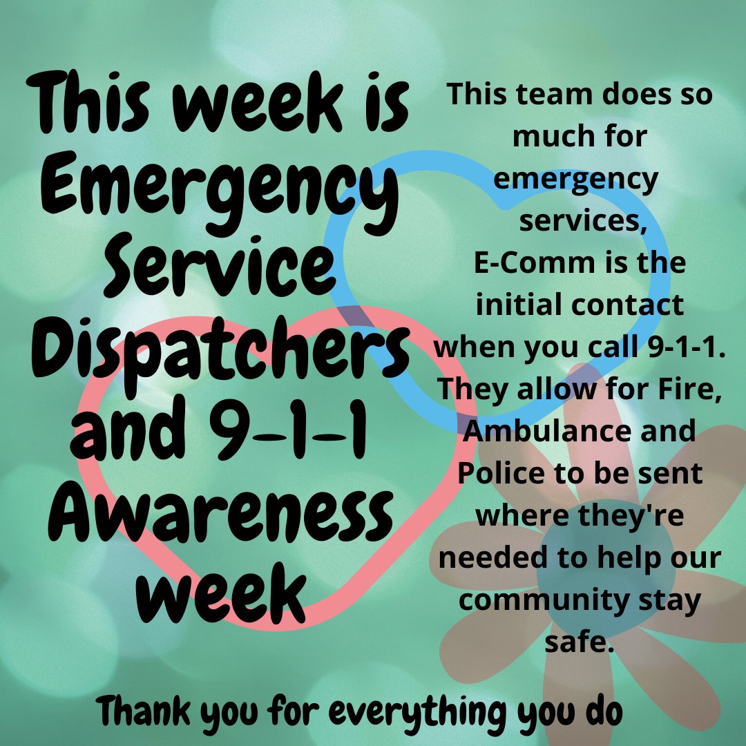 Thank you e-comm for everything that you guys do. They are the calm behind the phone call. Helping to guide emergency services where they need to go.
#heroes #awarenessweek #thankful