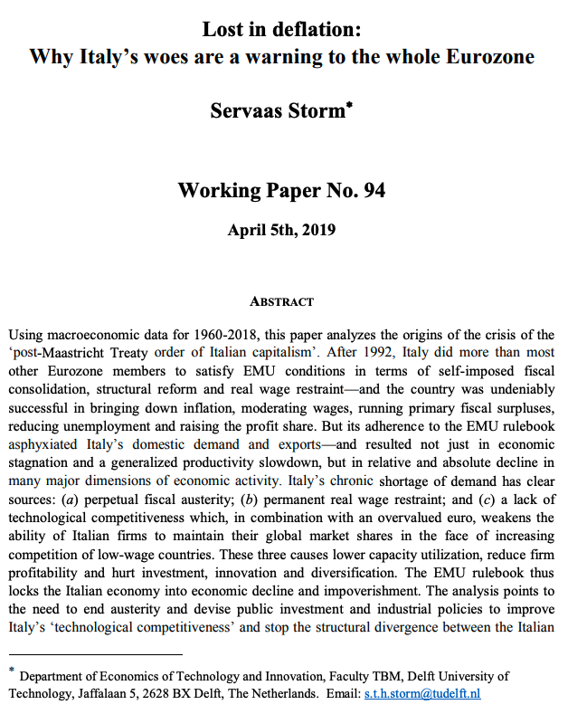 This is an interesting paper (by a Dutch academic!) showing that Italy's problem has clearly not been profligacy, but the opposite.  https://www.ineteconomics.org/uploads/papers/WP_94-Storm-Italy.pdf