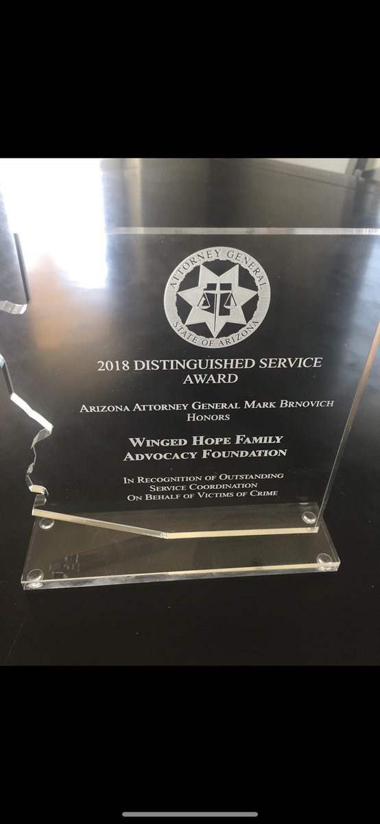 JesNicely's tweet photo. On this day two years ago @WingedHope1 was honored to receive the Arizona Attorney General’s - Arizona Crime Victims’ Rights Week Award for Service Coordination. We’re still so humbled by this incredible honor! #wingedhope #TBT https://t.co/uEtcy5yi5H