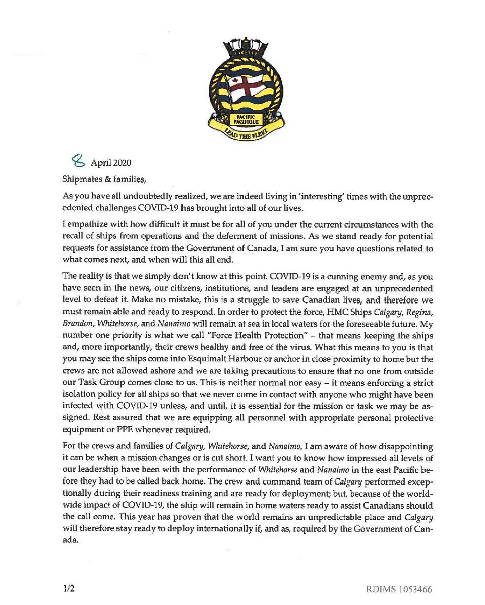 AngusTopshee's tweet image. A letter to all members of Canadian Fleet Pacific and their families, friends and supporters.  

Task Group 303.1 and all of #CANFLTPAC is #ReadytoHelp.

#WeTheNavy 
#ReadyAyeReady
#COVIDFree