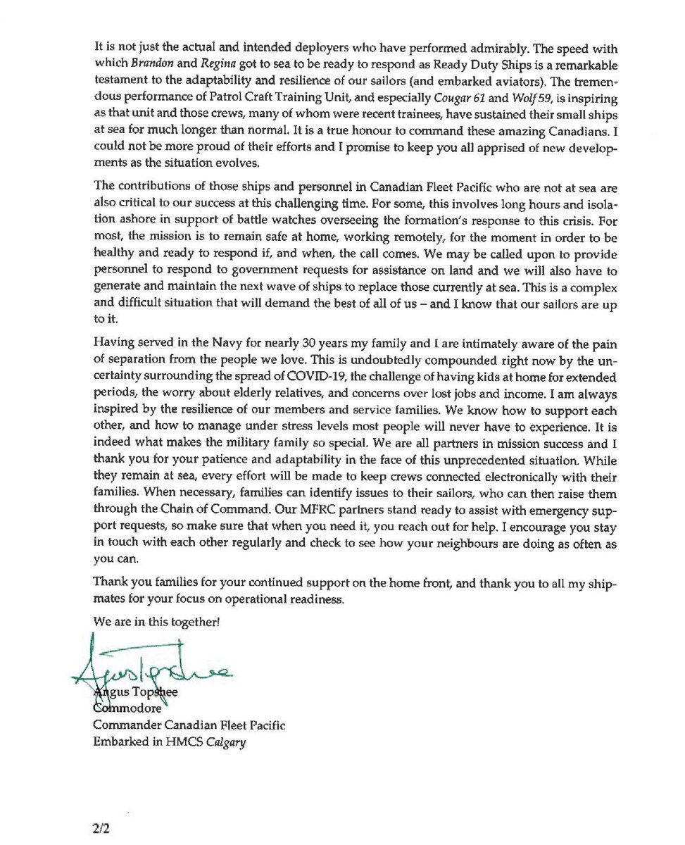 AngusTopshee's tweet image. A letter to all members of Canadian Fleet Pacific and their families, friends and supporters.  

Task Group 303.1 and all of #CANFLTPAC is #ReadytoHelp.

#WeTheNavy 
#ReadyAyeReady
#COVIDFree