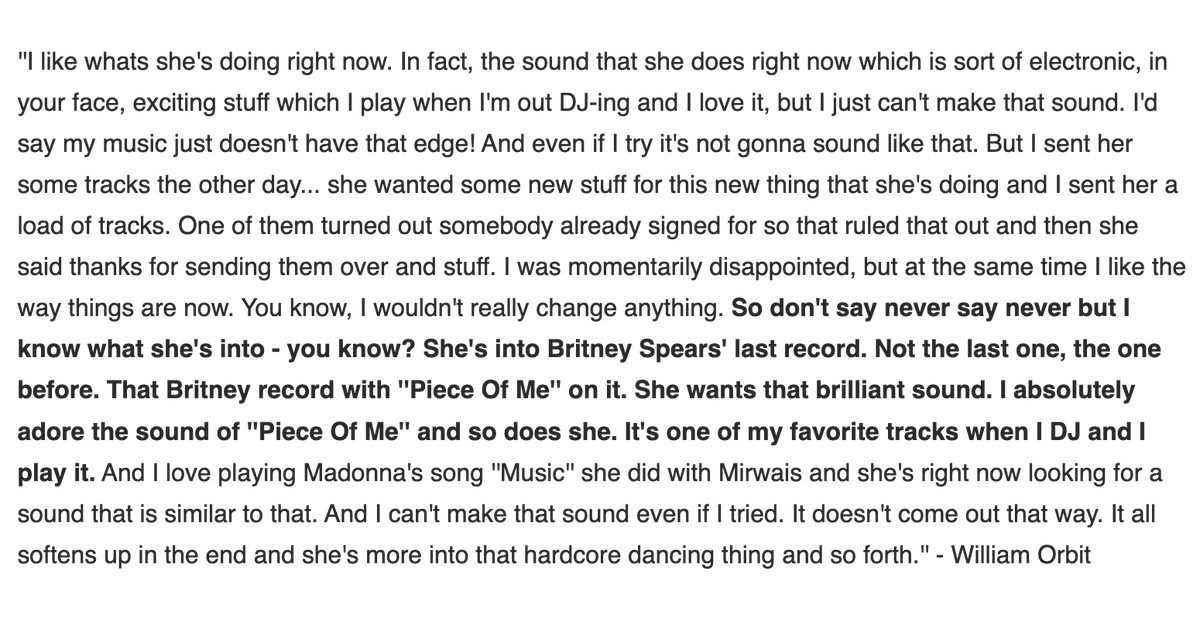 Britney's own idol, Madonna, was influenced by the brilliance of "Blackout."