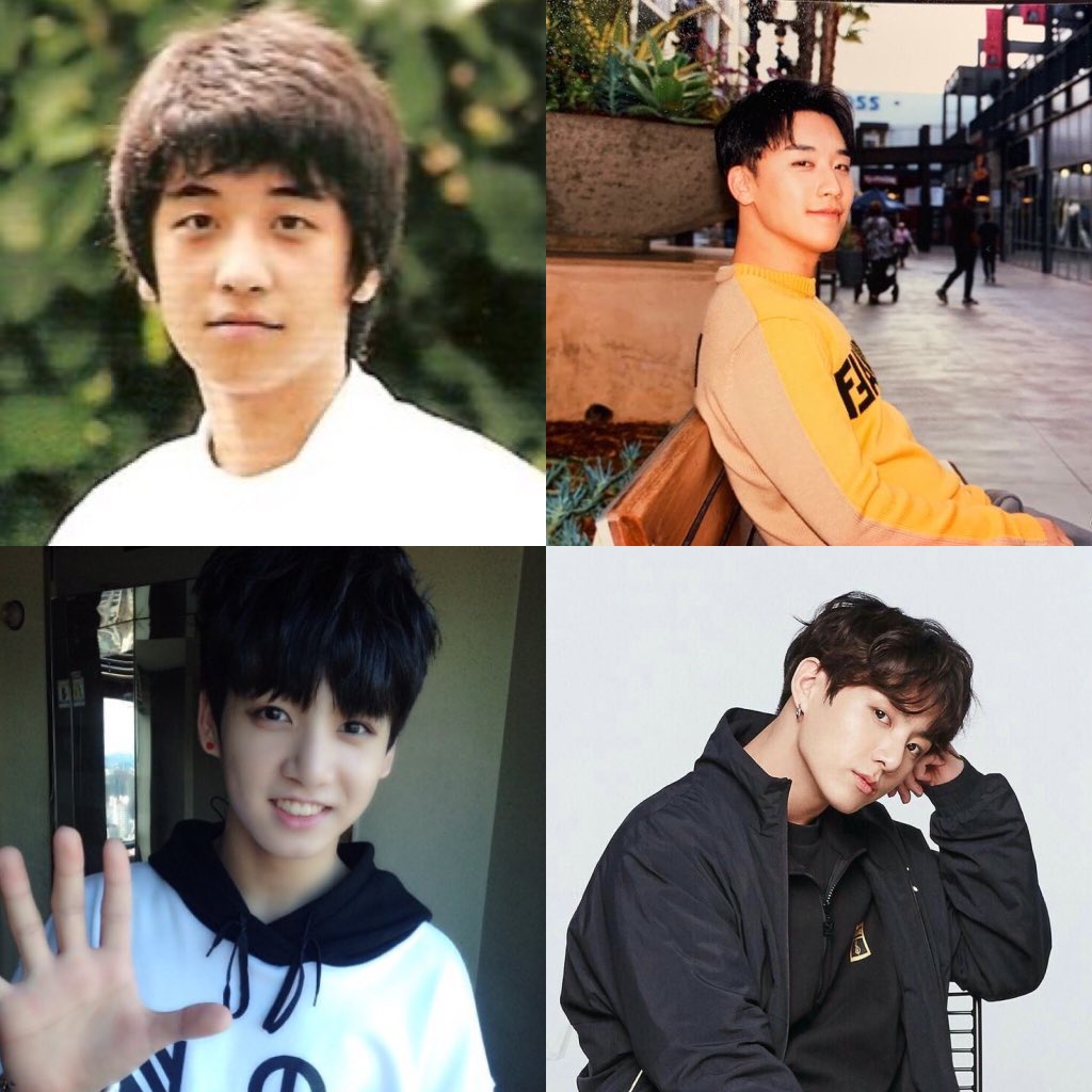 Seungri and Jungkook both debuted when they were only 15. Just look at their glow up 