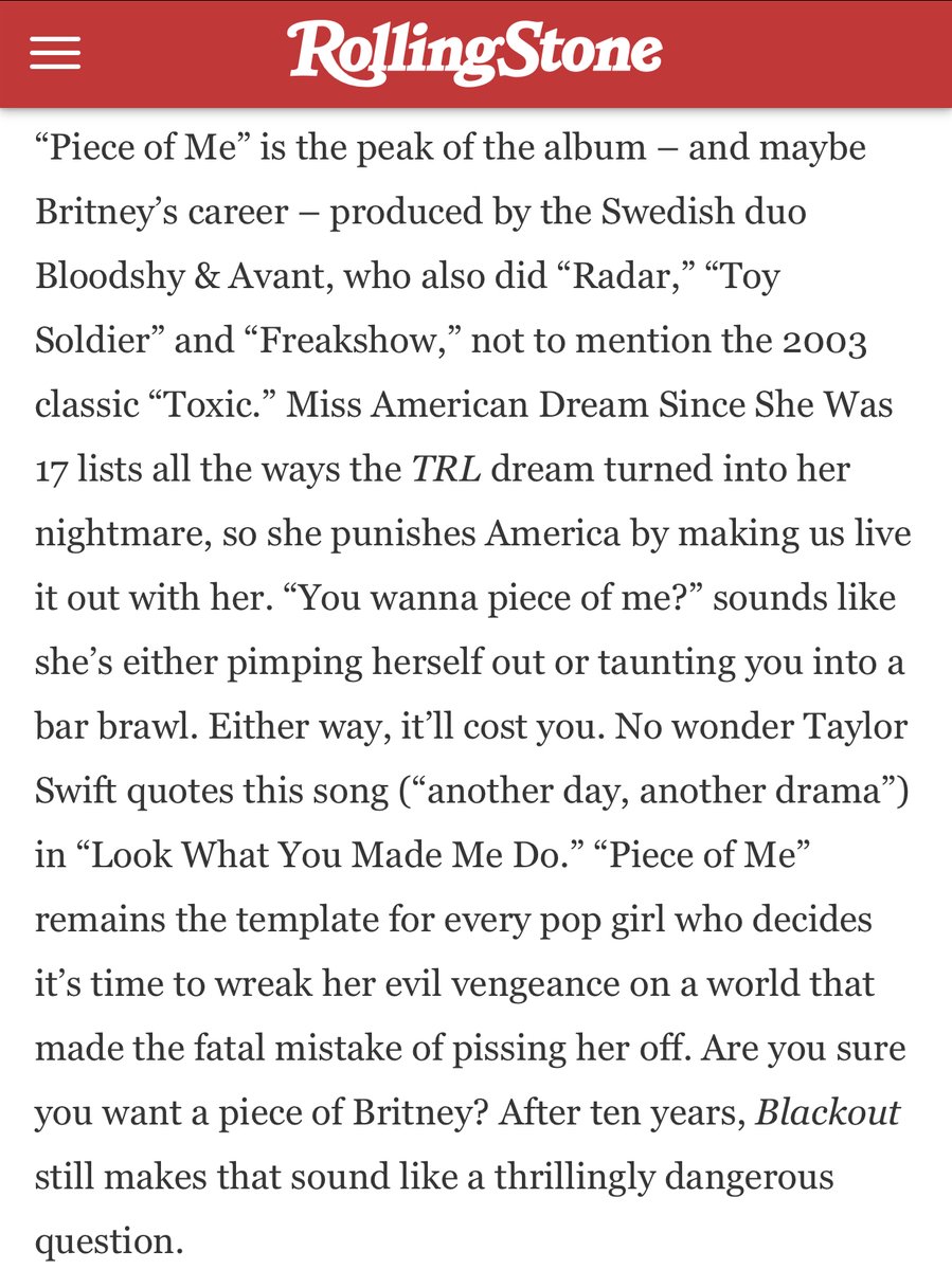 Rolling Stone pointed out the similarities between the sound and lyrics of "Blackout" and Taylor's "Look What You Made Me Do", in which she quotes the line "another day, another drama."