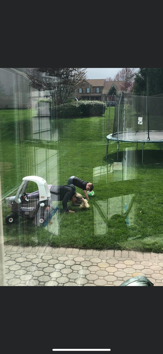 YCPWSoccer's tweet photo. MaCayla Welsh putting in that work - joined by Trey! Getting that ab work in and some technical touches! Not sure though if the 👍👍 picture was before or after the workout! #backyardgrind #putthatworkin #letsgoyork https://t.co/d2vLuSyKgt