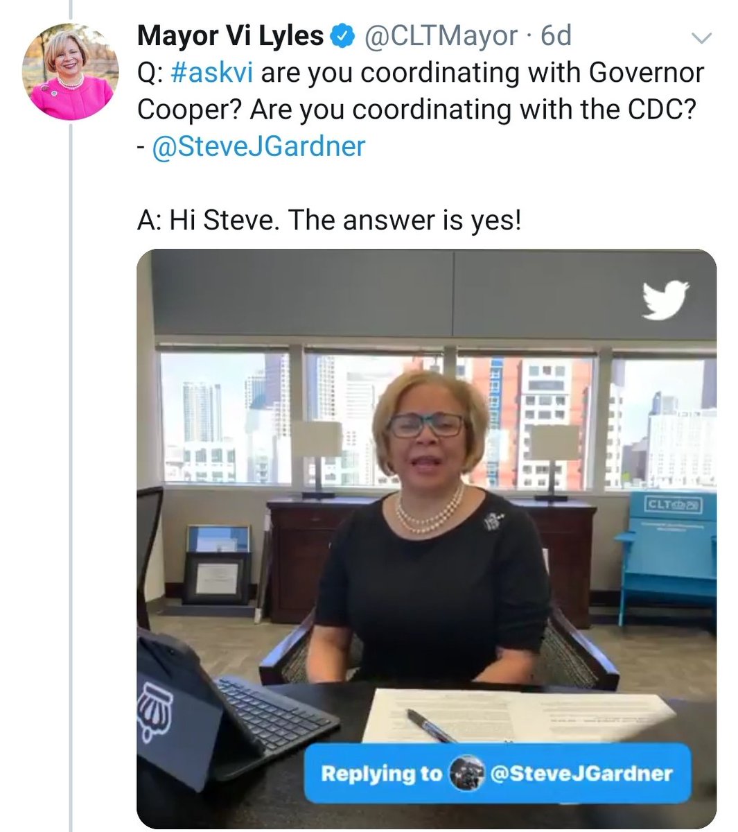 Shout out to Mayor  @ViLyles. Thank you for your leadership.  #Covid19 https://twitter.com/TeaWald/status/1248354920857772035?s=19