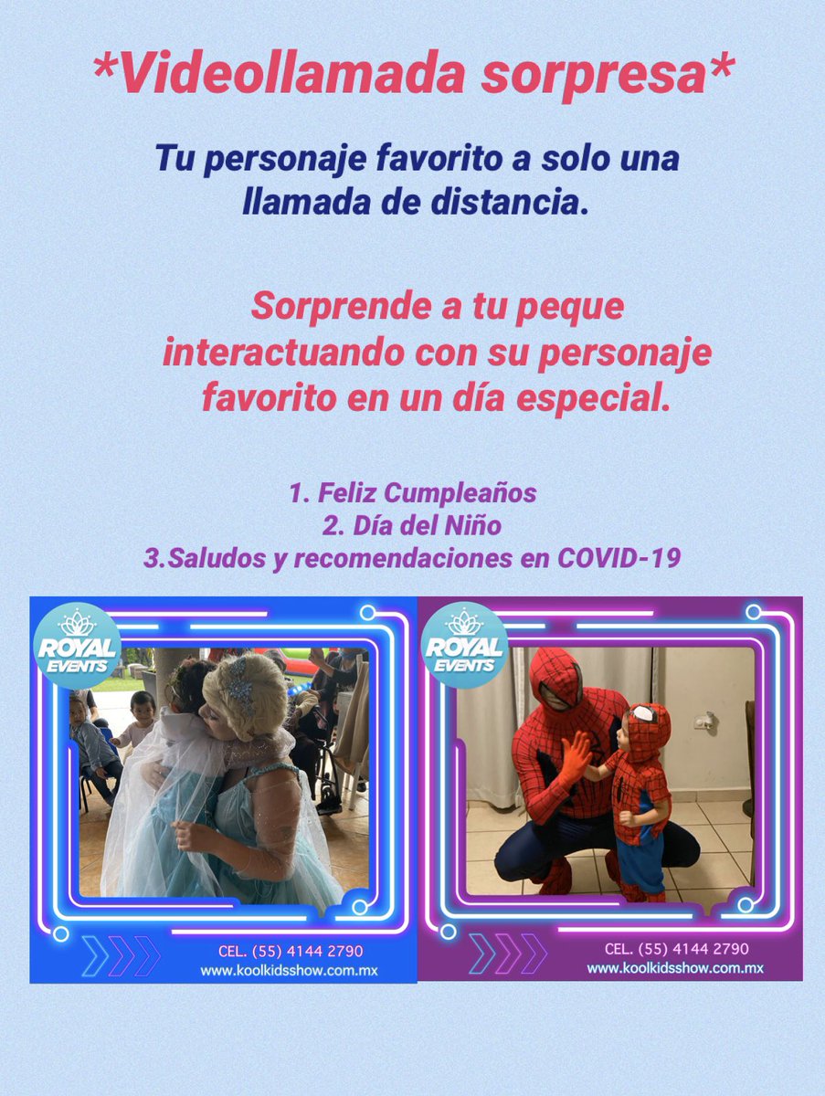 Quinterokarliux's tweet photo. Videollamadas con tu personaje favorito para felicitar a tus peques. Los mejores shows infantiles! https://t.co/lYA06PXtMV https://t.co/Bp8e5coUBU