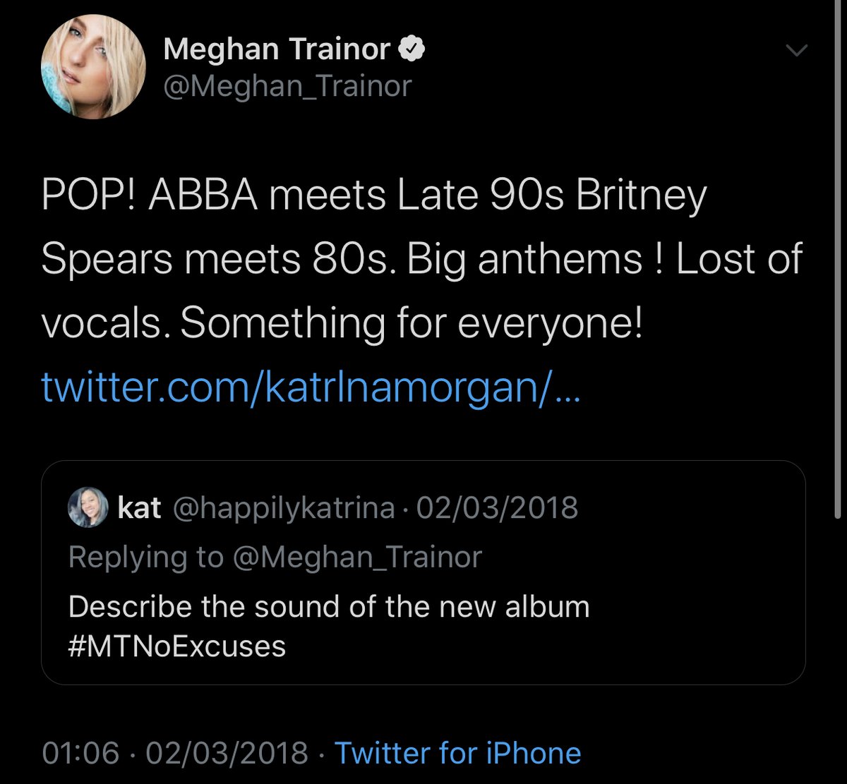 Britney served as the main inspiration for "Treat Myself", as well as songs like "No" and "Me Too." Meghan later mentioned her in the album booklet.