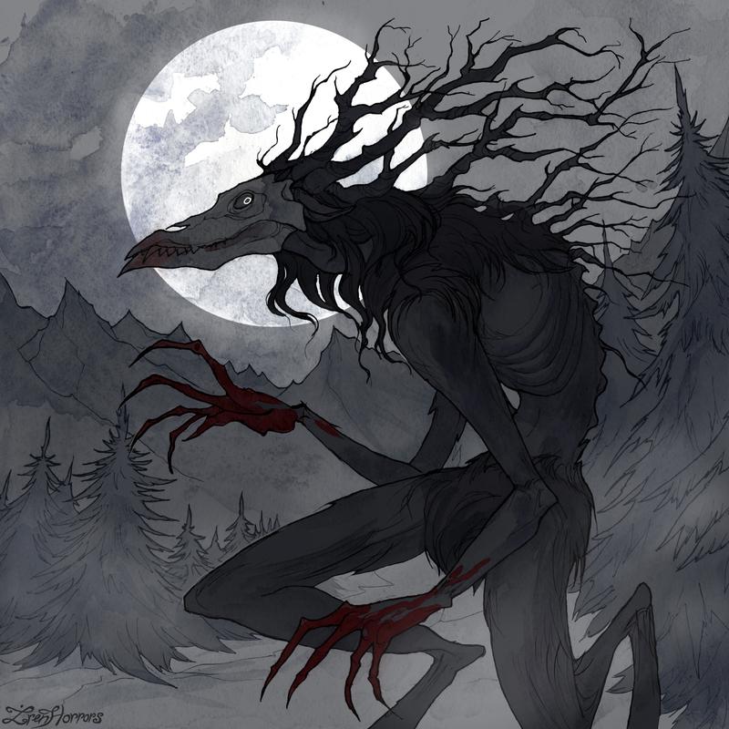 According to some legends, the Wendigo is the spirit of tortured souls who were forced to resort to cannibalism to survive the frigid winters. The creature is typically depicted as 15-feet tall, with a skeletal face and antlers - plus an insatiable hunger.