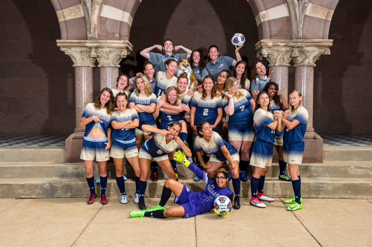 GallaudetBison's tweet photo. #TBT to 2018 #GUBison Fall Team Photo 📸 Day: Baggio 🐶 (Mr. B) photobombing the #Gallaudet women's soccer ⚽️ seniors photo &amp; also showing his silly face 😝 to go with the team fun photo. #PetsOfTheNEAC https://t.co/NgYQIjbHS9