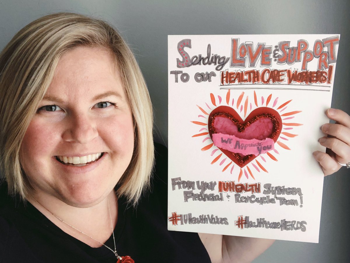 elemac06's tweet photo. Sending LOVE & SUPPORT to our Health Care Workers! We appreciate you!! From your IU Health System Financial and Rev Cycle Team. #IUHealthValues #HealthCareHeros https://t.co/7CK4mOTHiM