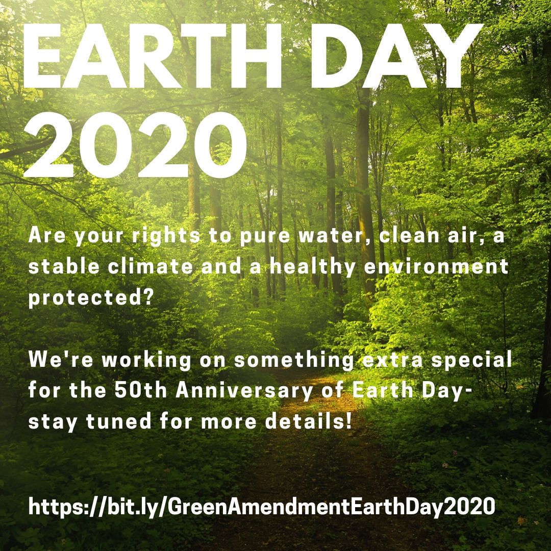 GreenAmendments's tweet image. Save the Date! Celebrate the 50th anniversary of #EarthDay with us for a full day of programming to advance our environment rights! 

bit.ly/GreenAmendment…

#GreenAmendments  #ProgressforthePeople #PowertothePeople #CleanAir #PureWater #StableClimate #HealthyEnvironments