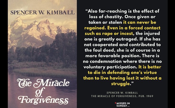 Because in  @Ch_JesusChrist seminary, I was taught that a PROPHET OF GOD thought I was better off dead than raped. So, it was easier to convince myself that it never happened.  #WhyIDidntReport