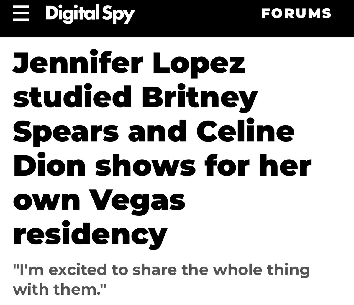 Jennifer Lopez said she studied Britney's show for her own Vegas residency.