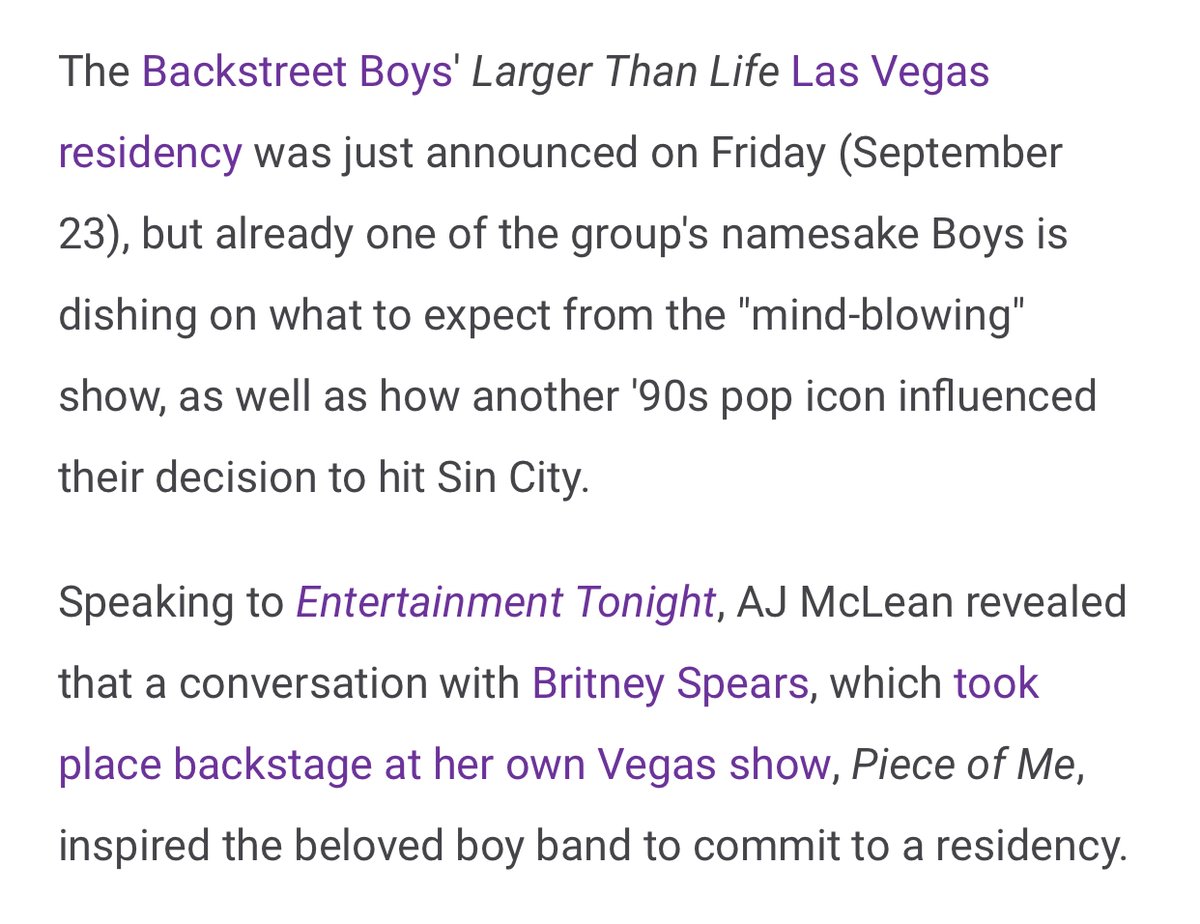 AJ from the Backstreet Boys credited for their Vegas residency, claiming she inspired them to do it.
