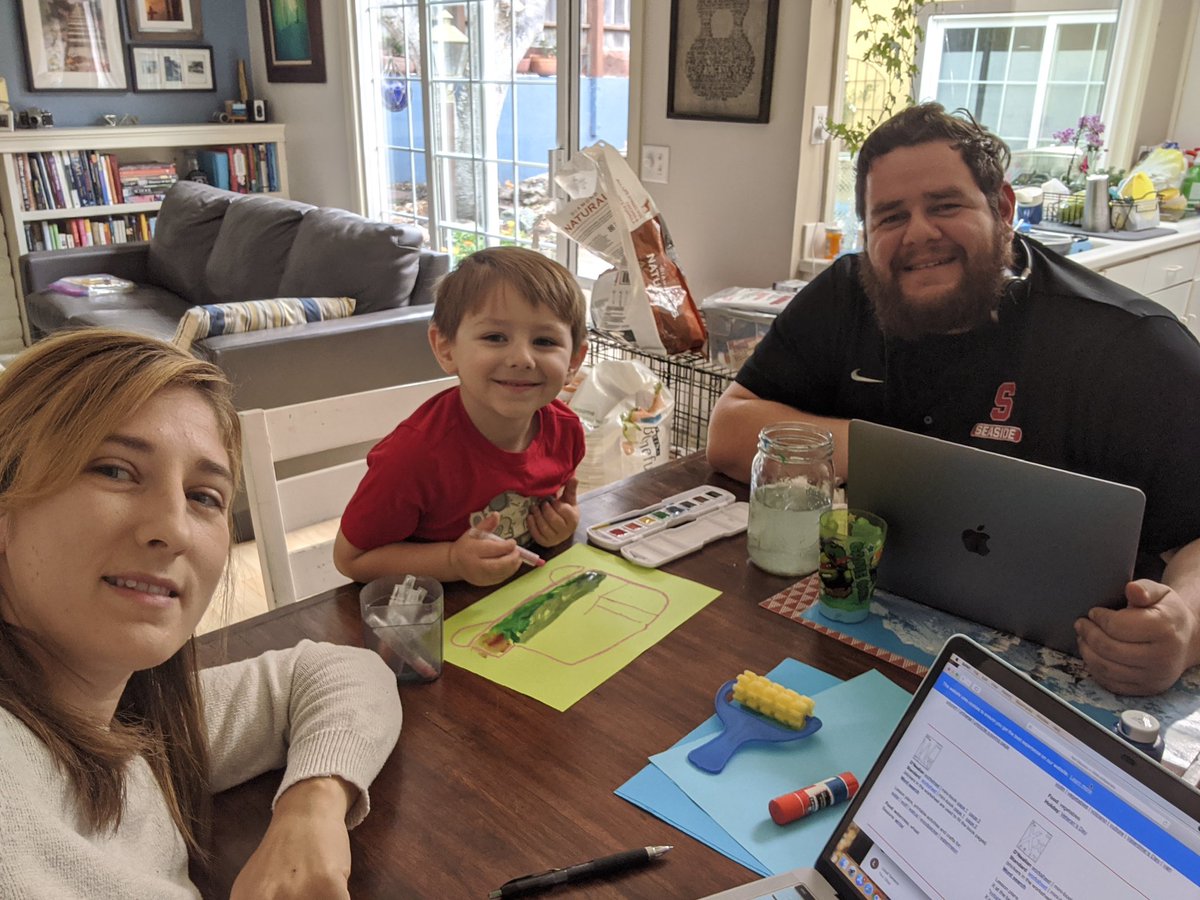 SeasideHigh's tweet photo. Spartan Staff engaging in the 1st day of #mpusddistancelearning 
#shsspartanpride @SeasideHighASB #everystudenteveryday https://t.co/yEwPmQpS81