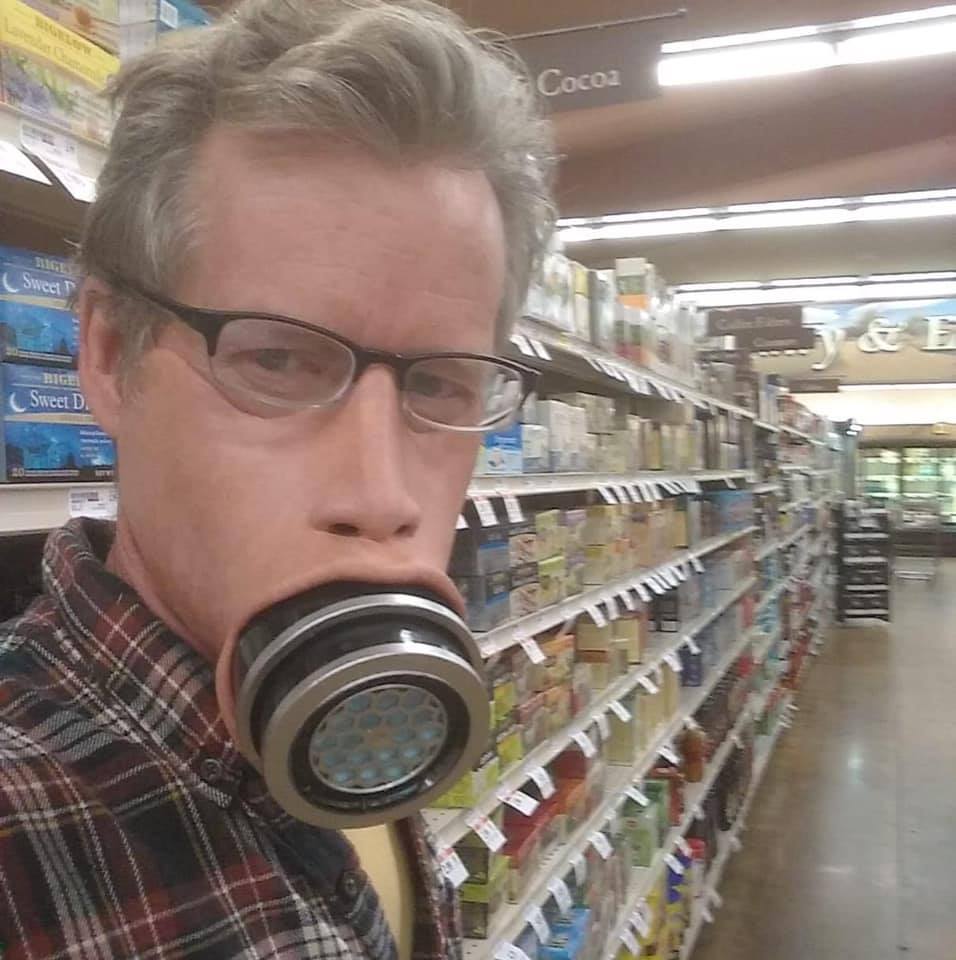 I don't know who this person is but their pandemic mask is both fantastic and terrifying, and I need one