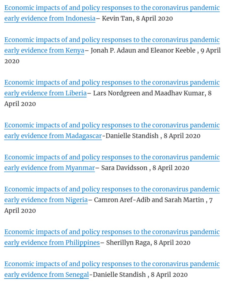 Pleased to share new  #ODImonitoringCoronavirus analyses on impacts & policy responses to Coronavirus in 30+ low & middle income countries in 4 continentsThis thread presents country analyses as they becomeavailable  https://set.odi.org/coronavirus-economic-vulnerability-economic-impact-and-economic-policy-response-tracker/Thanks to a fantastic  @odidev team!