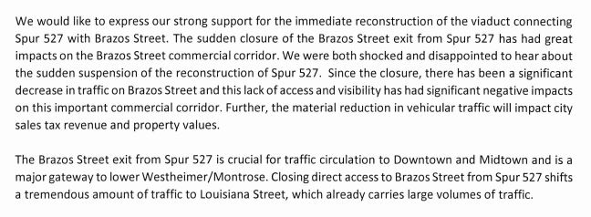 Is this what he means by “consensus”? Residents in Montrose and Midtown shared emails with me that show identical language asking  @HouPublicWorks to “move forward.” Is this four opinions, or one?
