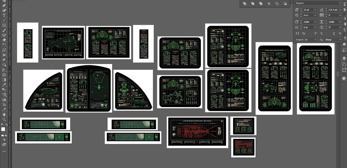 The backlit panels barely survived XII, but going into storage, out for the AA ad, & then back in, meant they were definitely past their use-by date. The originals were designed in a day, and used a lot of repeated elements, so I updated them with some new details  #reddwarf