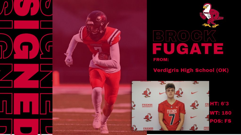 FalconsFU's tweet photo. @FriendsGridiron would like to welcome @brockfugate7  Brock Fugate, FS from Verdigris High School (OK) to the 2020 Friends University Falcons!
#ComeFlyWithUs https://t.co/noa1kXVz91