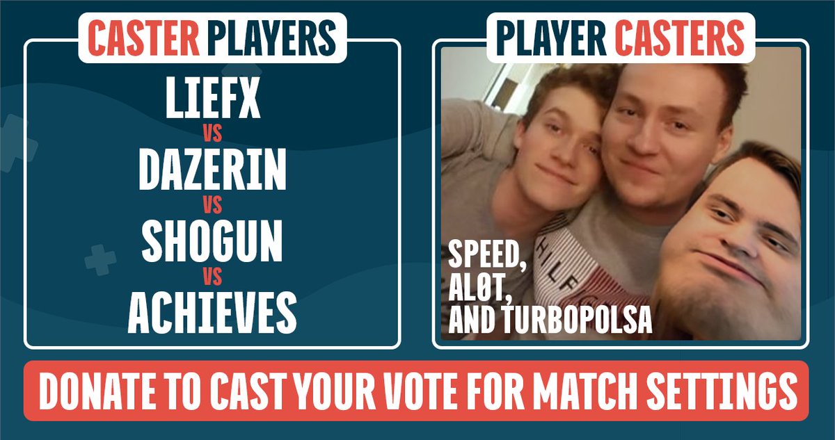 LANFESTgames's tweet photo. Starting off the stream strong with Casters getting Casted!

Caster Players:
Achieves
Dazerin
Liefx
Shogun

Player Casters:
Speed
Al0t
Turbopolsa

Hope you're ready for some top notch casting:😉

#CoronaClash #LANFest

Donate here: https://t.co/K6G1TOkO8p https://t.co/HKfBoT40jQ