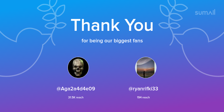 Our biggest fans this week: Aga2a4d4e09, ryanrifki33. Thank you! via sumall.com/thankyou?utm_s…