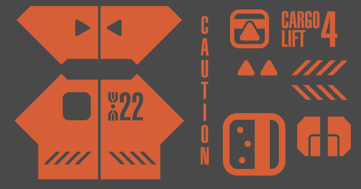 I put together a kit of different graphics for the floors + walls, and infills for  @Gregglecakes modular doors, which meant corridors could be quickly re-dressed to look like different areas of the ship. We ditched deck signs pretty fast as that’s a continuity nightmare  #reddwarf