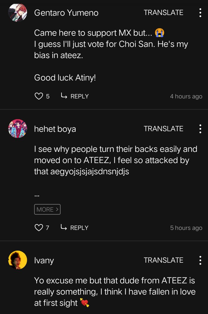 The first video was submitted at Mubeat for the best ending fairy awards. The comments were like these  @ATEEZofficial #choisan