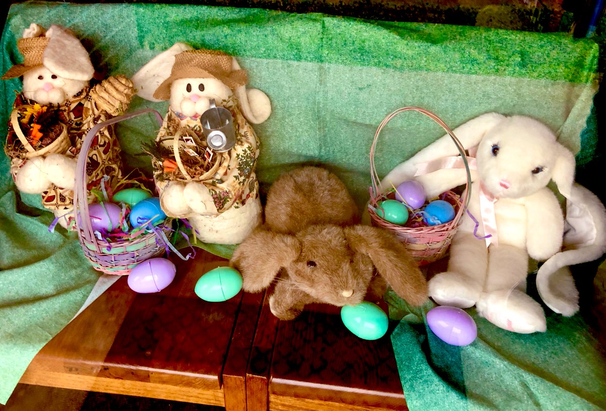 YaloLibrary's tweet photo. Bunnies &amp; eggs have taken the place of bears this week. #CoffeevilleBearHunt #libraries #bearhunt #bunnyhunt #librarytwitter #EasterWeekend #Easter2020 #StayHome #StaySafe #SocialDistancing https://t.co/irC6hdoGFi