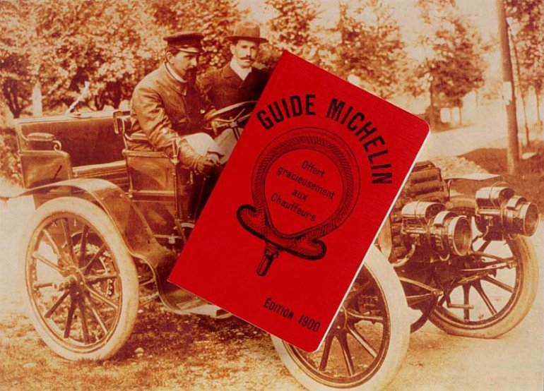 In 1900, there were fewer than 3,000 cars on the roads of France.To increase the demand for cars and thus car tires, car tire manufacturers and brothers Édouard and André Michelin aka the Michelin Tire company, published a guide for French motorists, the Michelin Guide.
