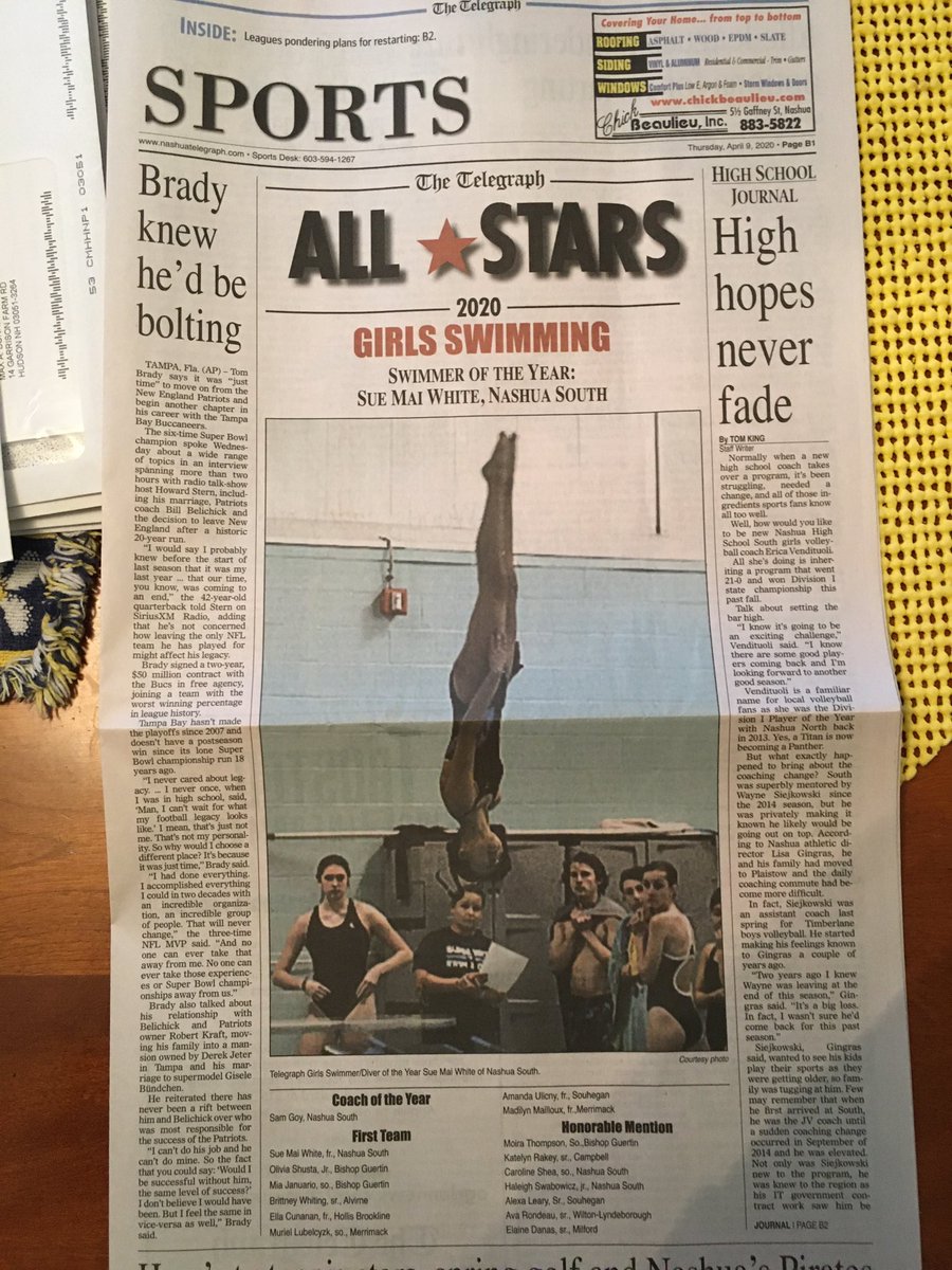 Congratulations to Brittney Whiting for being named to the Telegraph first team for girls swim/dive