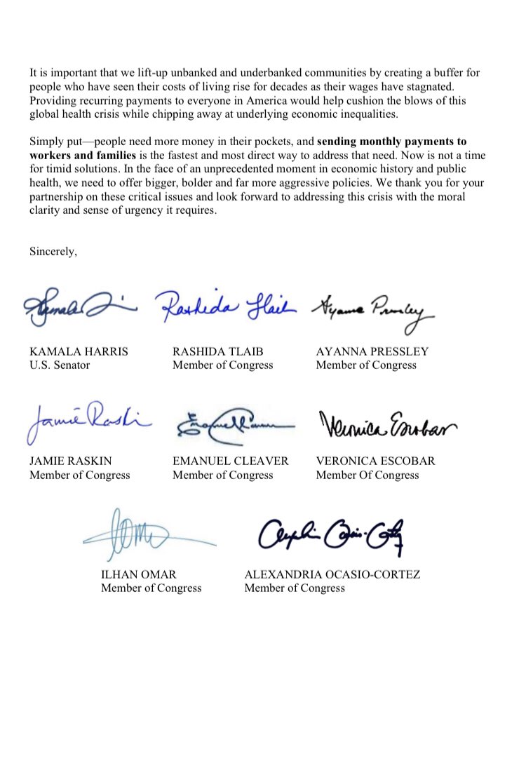 Thanks to  @RepPressley,  @RepRaskin,  @repcleaver,  @RepEscobar,  @Ilhan &  @RepAOC for joining me in leading this bicameral push for recurring, direct payments to the most at-risk in the next  #COVID19 response bill. We must ensure they're able to meet their basic needs through this.