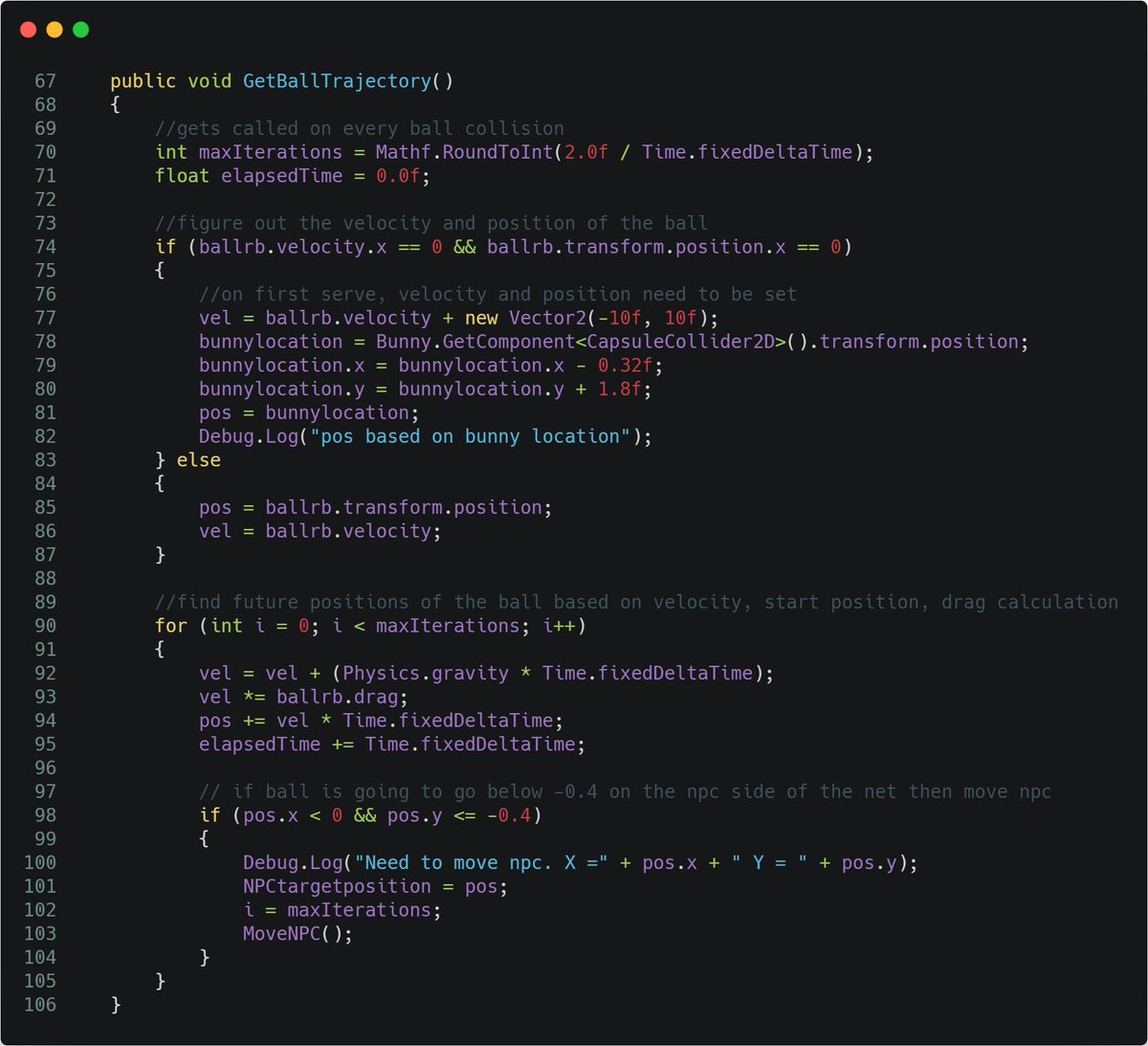 working on a 2d volleyball game and finally found a way for the NPC to know where to move to bounce the ball back... now I just need to get him to move in a normal way. NPC movement is hard