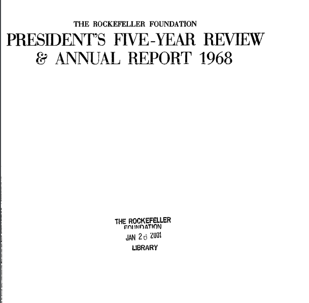 "Oh but TANG, those are just ideas they floated, it's not like they ever funded or implemented them. It's not like they made an anti-fertility vaccine! lmao"Yeah, ok, let's check out the Rockefeller Foundation Reports from 1968 and 1988 and see what we can find then 