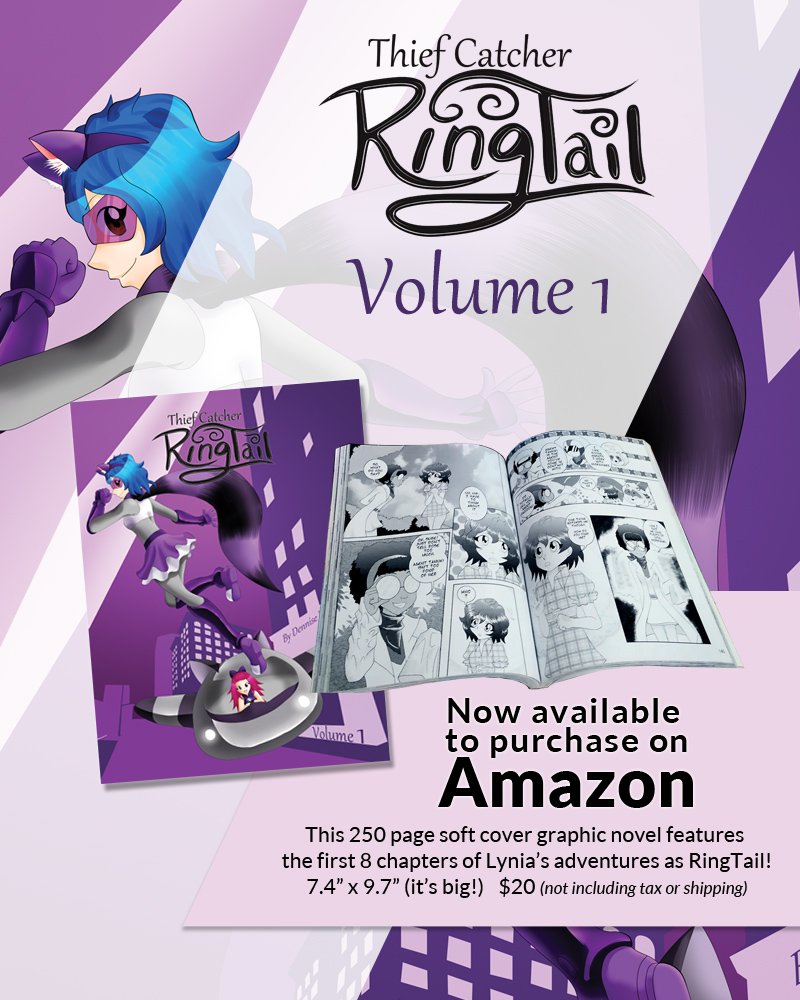 RingTail has to deal with school drama, friendship, rival heroes and even her own expert thief father in this kid-friendly action heroine comic! You can read all of it at http://dennisedesign.com/webcomic Or buy the graphic novel on Amazon https://www.amazon.com/dp/1079151311?ref_=pe_3052080_397514860